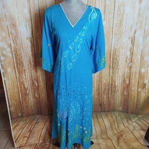 🦚Vintage Peacock embroidered dress